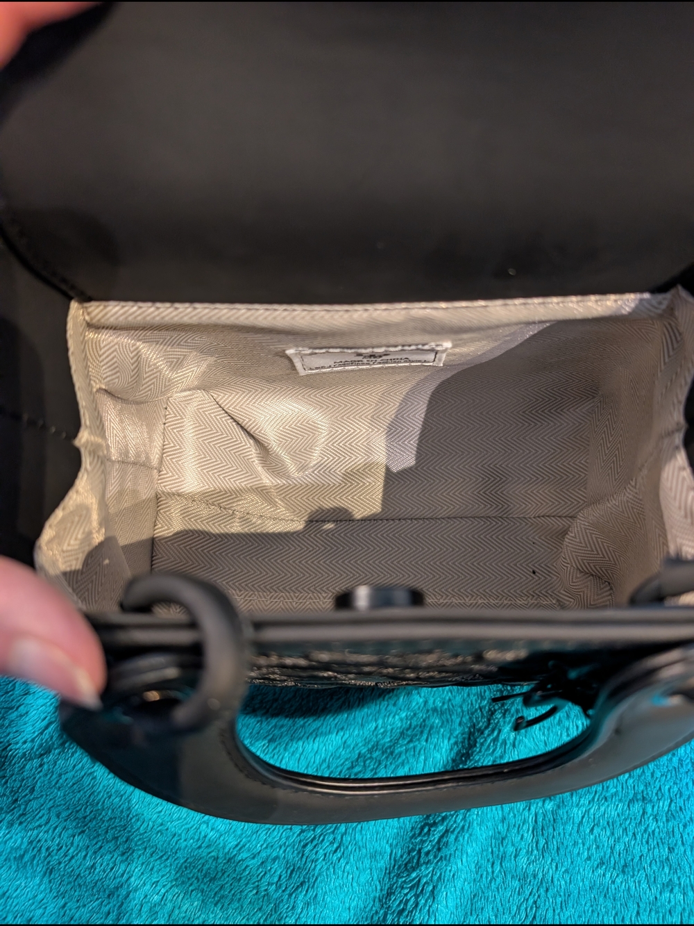 Gray Quilted Tote with Charm Accent - Picture 3 of 6